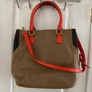 Leather Brown and Orange Women's Work Bag